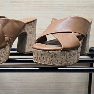Dream Pairs Brown Cork Platform‎ Sandals